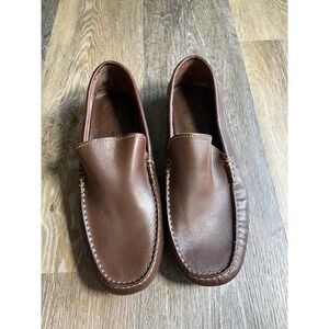 Florsheim Brown Leather Driver Loafers Moc Toe Slip On Size 11 made in Spain